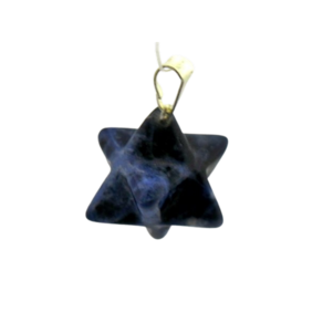 Colar Merkaba Pedra Sodalita Azul Presilha Prateado