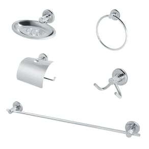 Kit Acessórios De Banheiro Aço Inox 5 Peças Cromado Completo