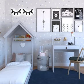 Conjunto Infantil Cama e Escrivaninha Cinza