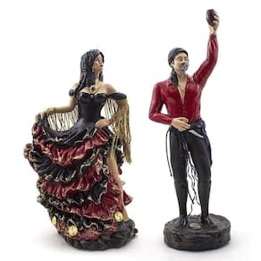 Kit Imagem Casal Cigano Luxo Preto E Vermelho Resina Médio