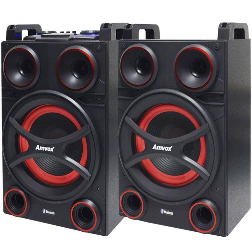 Caixa Som Amplificada Bluetooth 3000W Rms 6 Sub Mp3 Fm Usb Sd Aux Led  Bivolt Amvox