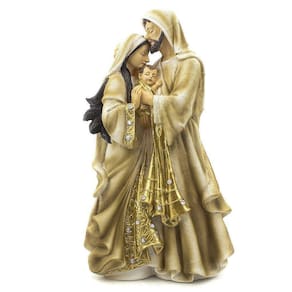 Imagem Sagrada Família Importada Dourada Resina 31 cm