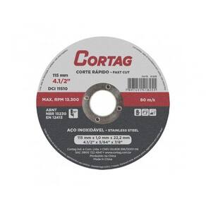 Disco Corte Inox Cortag 115Mmx1,0Mx22,22Mm Blister