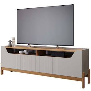 Rack Moema para TV até 70 Polegadas 4 Portas Permobili Cor Off White Nature