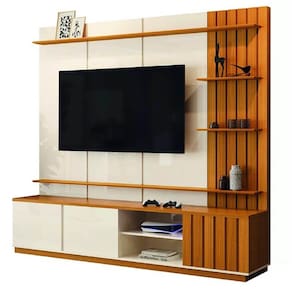 Estante Reno Home para TV até 75 Polegadas 3 Portas Ripado EDN Cor Cedro Off White