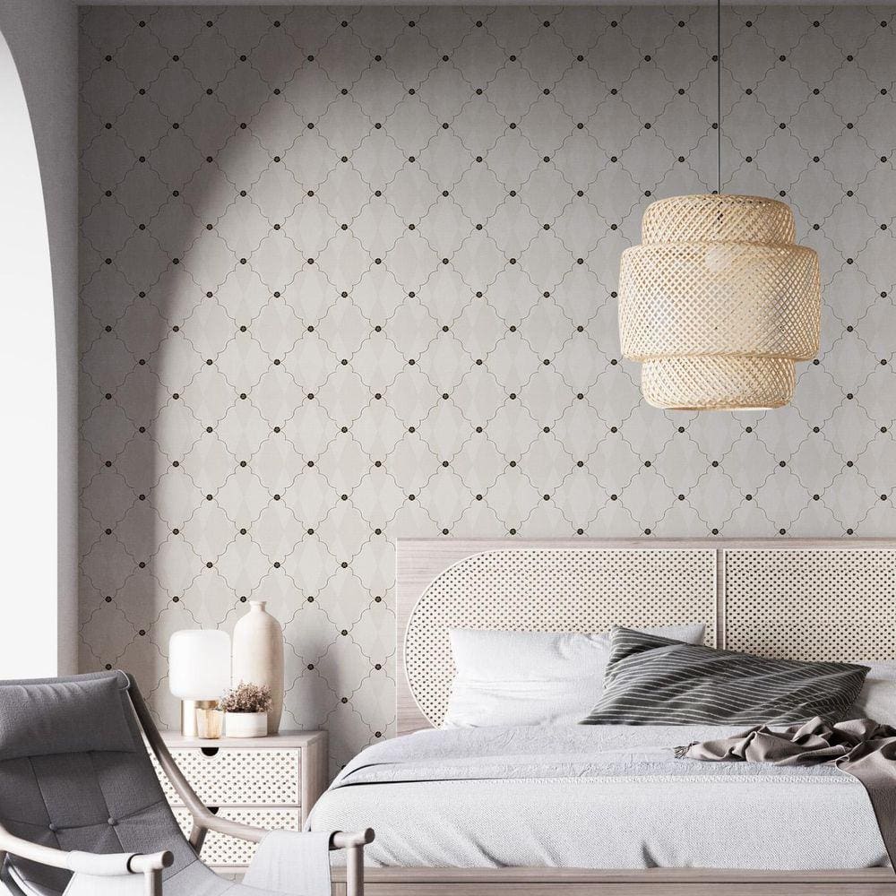 Kit 7 Rolos Papel De Parede Adesivo Arabesco Bege 3,0M