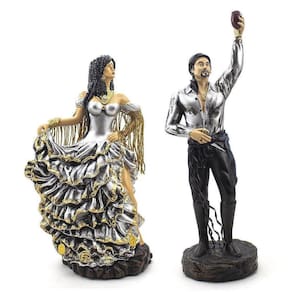 Kit Imagem Casal Cigano Luxo Prata Resina Médio