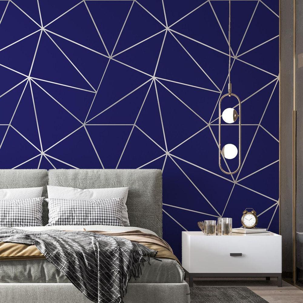 Kit 8 Rolos Papel De Parede Adesivo Zara Azul Royal 3,0M