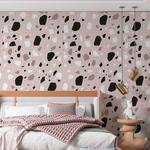 Kit 2 Rolos Papel De Parede Adesivo Granilite Rosa 3,0M