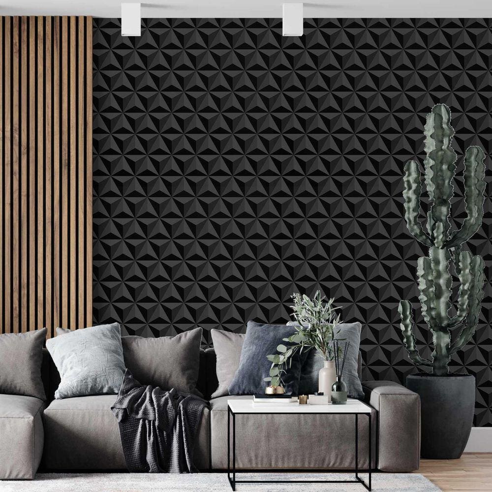 Kit 8 Rolos Papel De Parede Adesivo Tons De Preto 3,0M