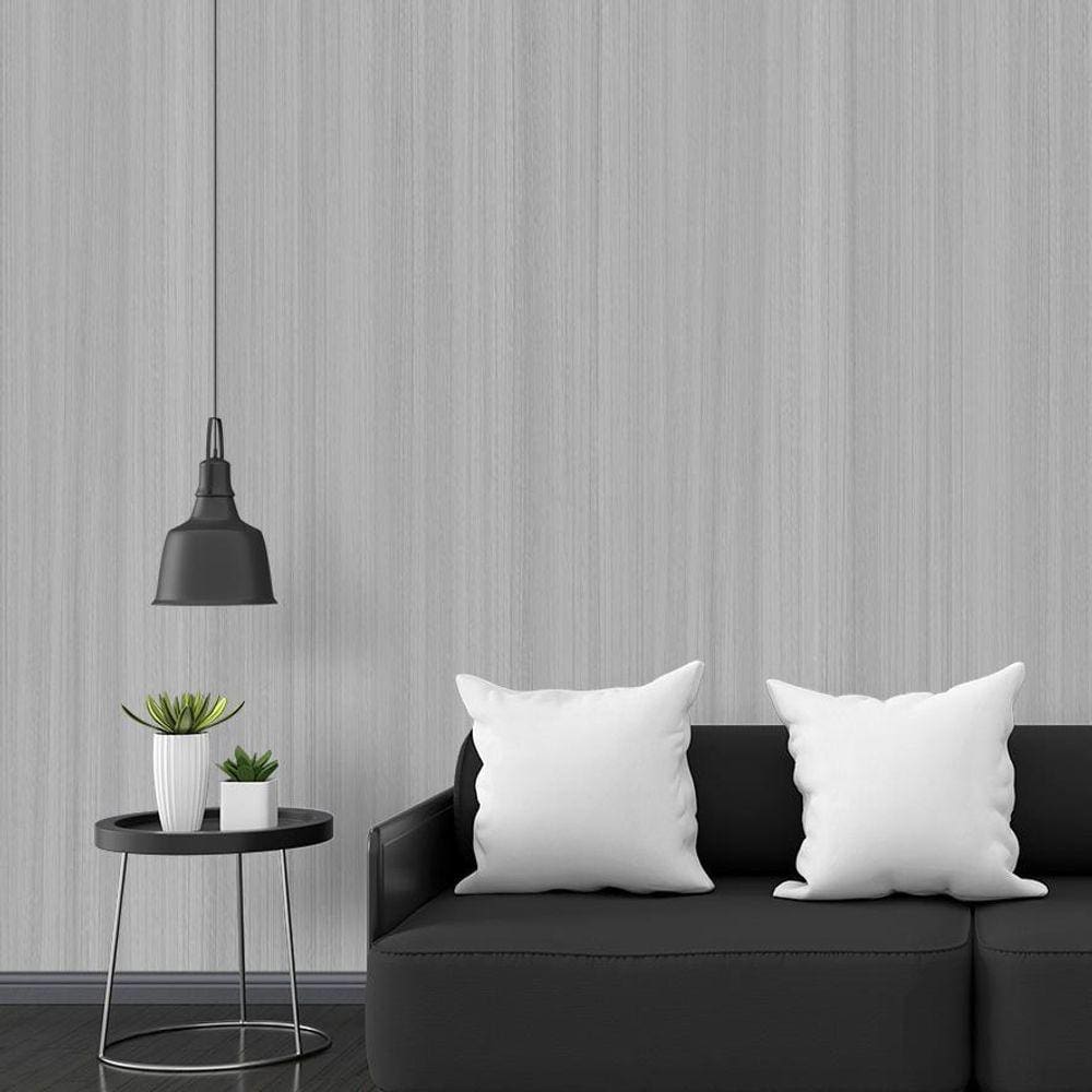 Kit 8 Rolos Papel De Parede Adesivo Madeira Cinza 3,0M