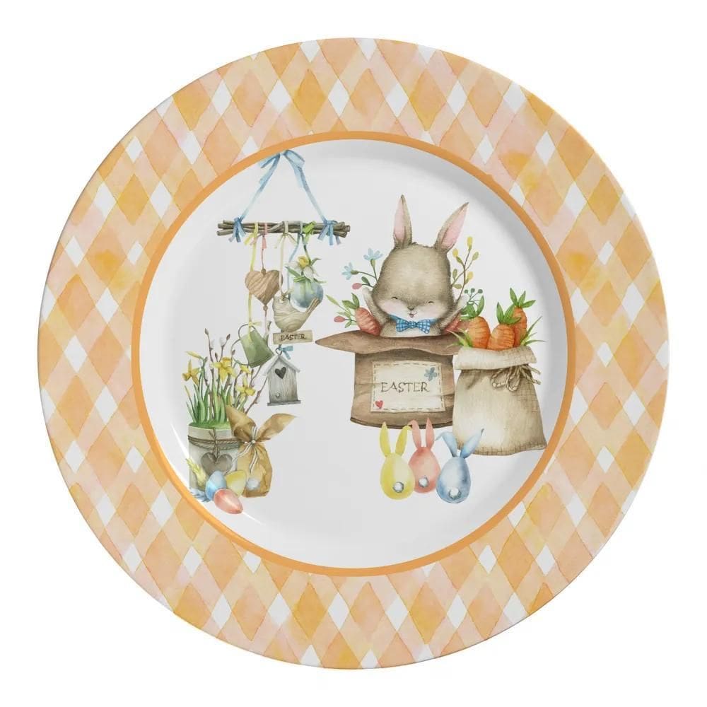 Conjunto 6 Pratos Rasos Follow The Bunny Pascoa Alleanza