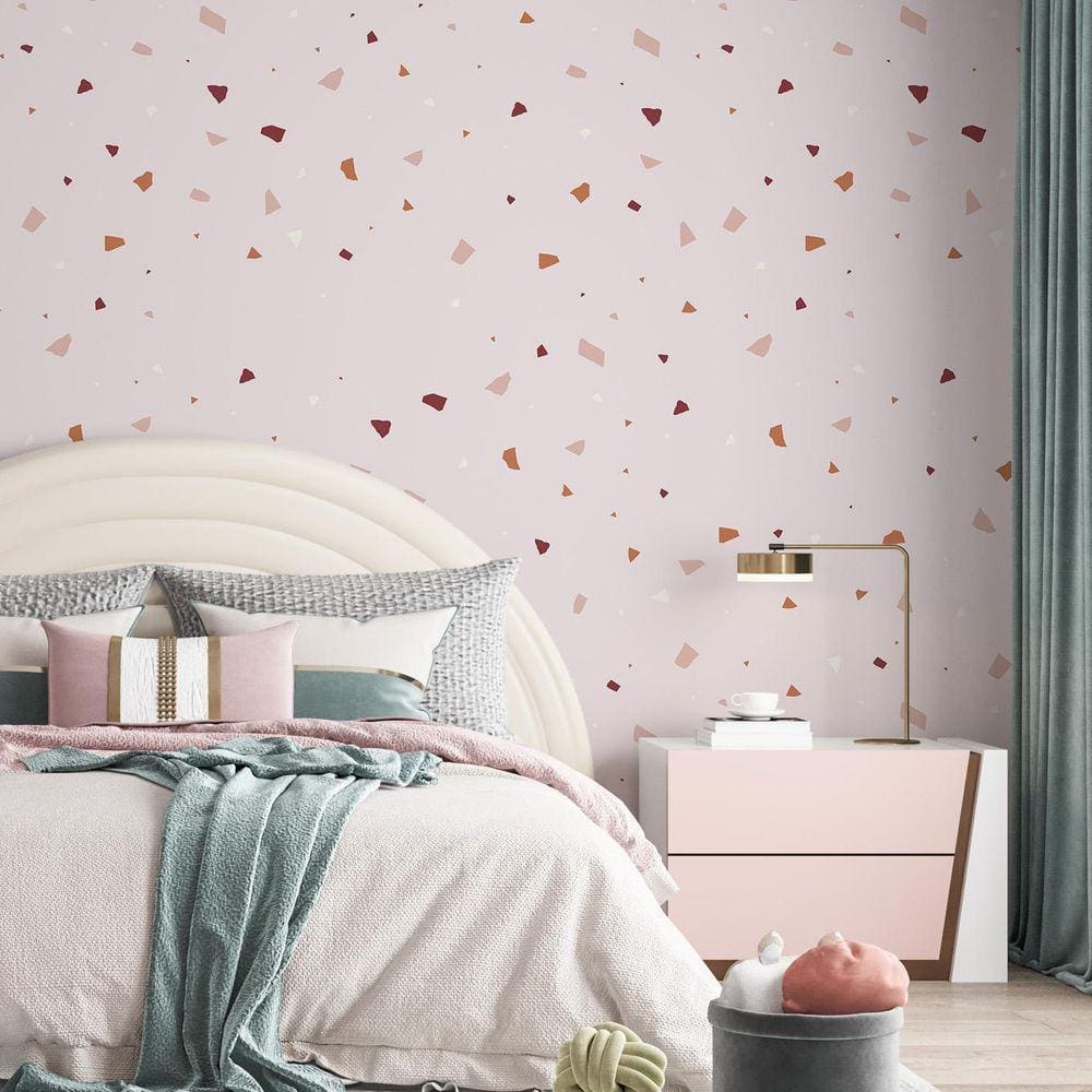 Kit 5 Rolos Papel De Parede Adesivo Granilite Rosa 3,0M