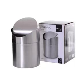 Mini Lixeira Em Inox Basculante Pia Escirtório Café 1,5L