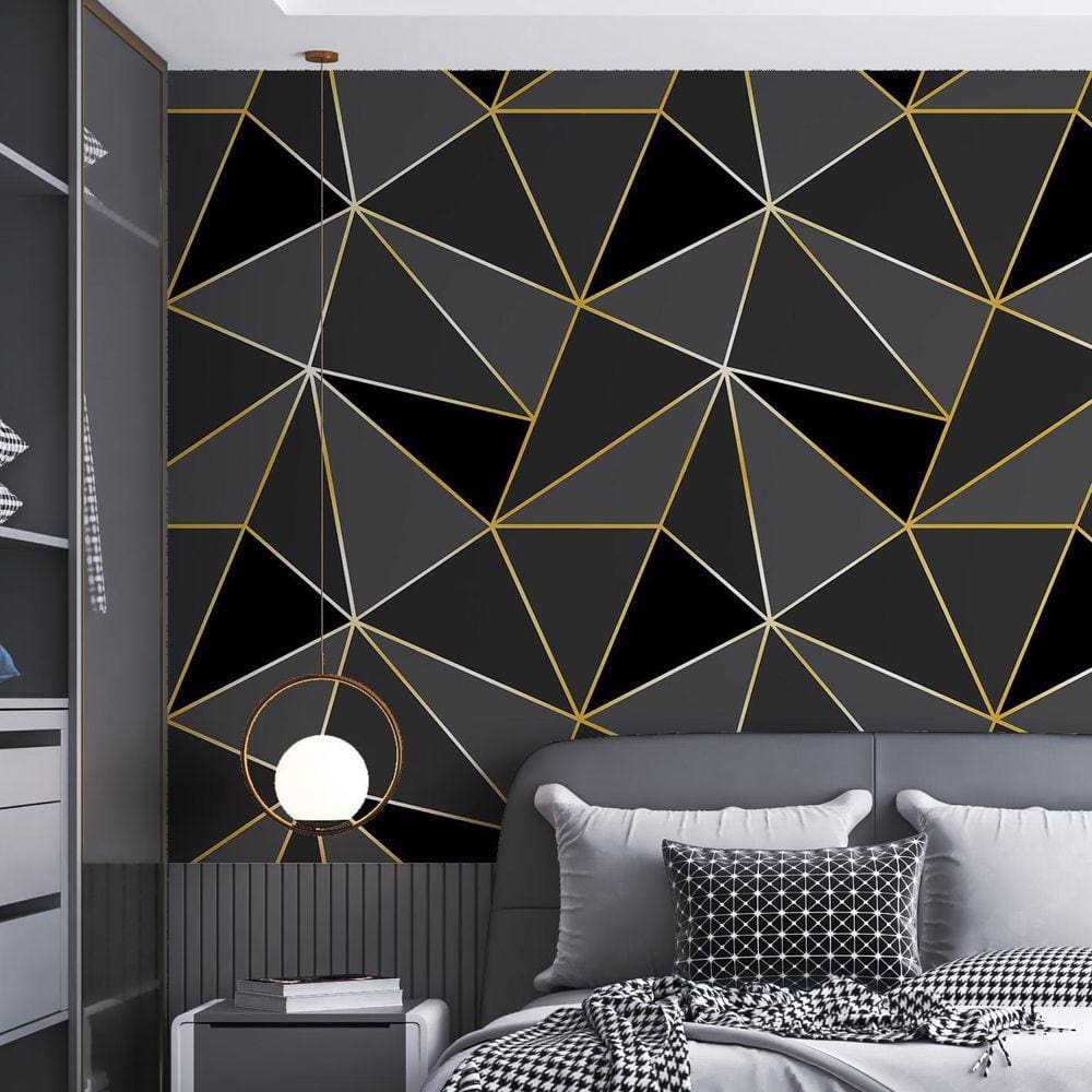 Kit 9 Rolos Papel De Parede Adesivo Zara Tons De Preto 3,0M