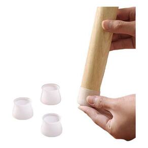Kit 16 Protetores Pés Cadeiras Mesas Silicone - Branco