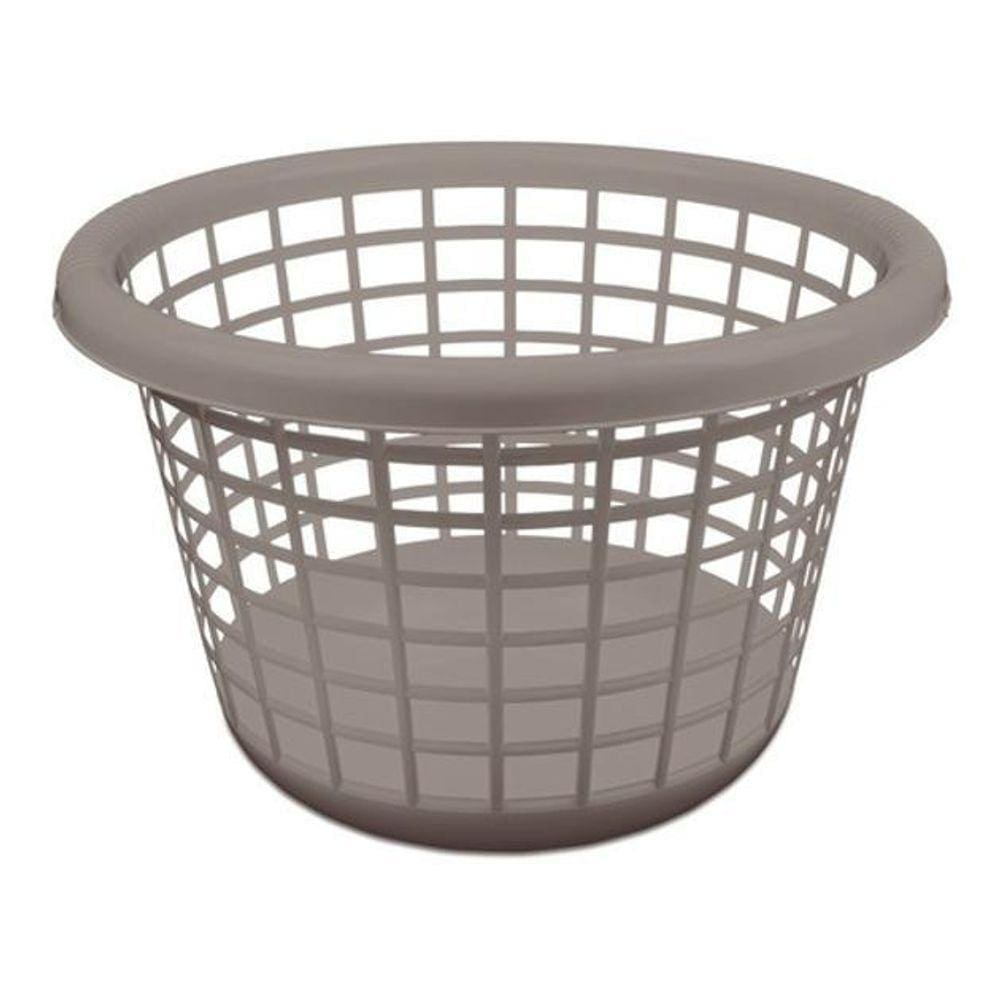 Cesto Roupa Marrom 35L Plasvale Organiza Lavanderia S/ Tampa