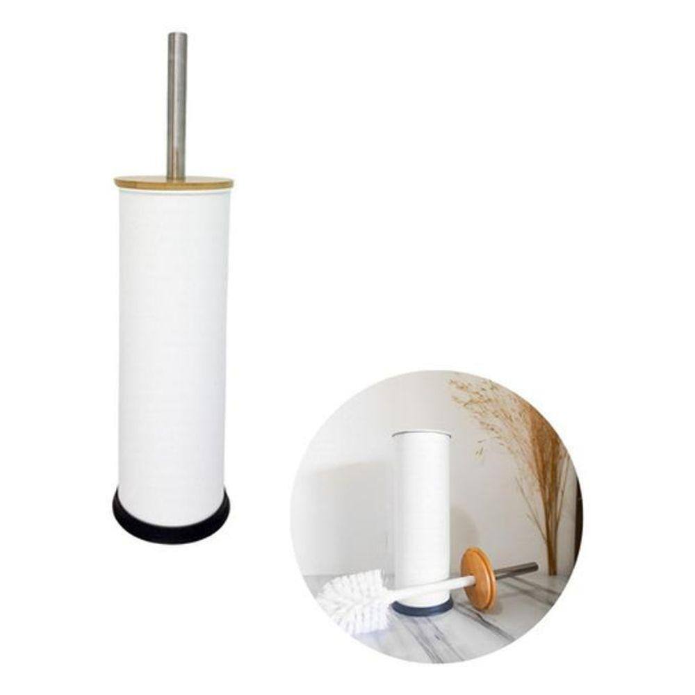 Escova Sanitária Styllus Banheiro Tampa Bambu - Branco