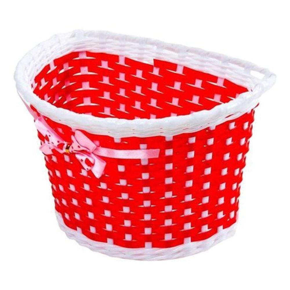 Cesta Infantil Com Laço Vermelho Branco Kidzamo