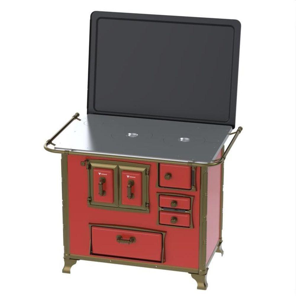 Fogao a Lenha N 2 Renaissance Chapa de Aluminio Vermelho