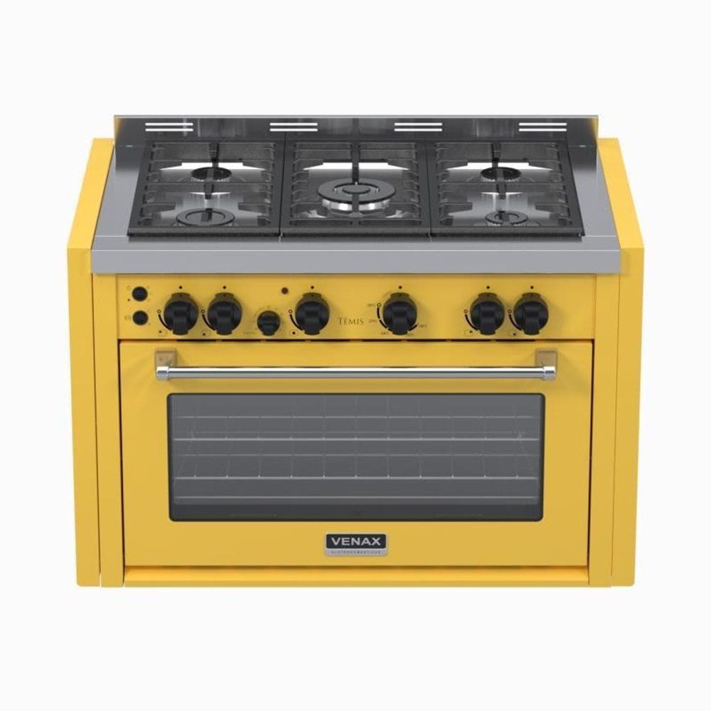Fogao de Embutir 5 Bocas Venax Temis Amarelo Gas Glp
