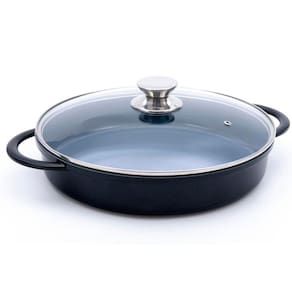 Cacarola Baixa Redonda Preta Com Tampa De Vidro 30Cm Hercules Pa9000-30P