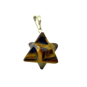 Colar Merkaba Pedra Olho de Tigre Pino Prateado