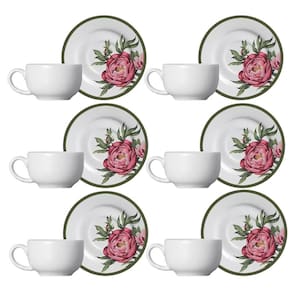 Kit 6 Xícaras Cerâmica Chá Café Pires Lotus 85Ml