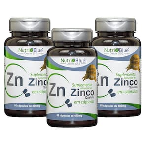 Kit C 3 Suplemento Zinco Quelato 400Mg 60 Cápsulas Nutriblue