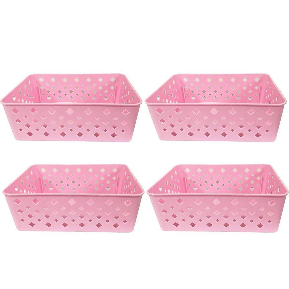 Cesto Organizador Rosa 123Organizei 19x13,5x6,5Cm