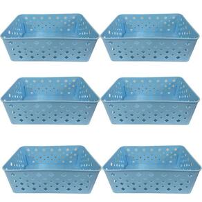 Cesto Organizador Premium Azul 123Organizei 19x13,5x6,5Cm