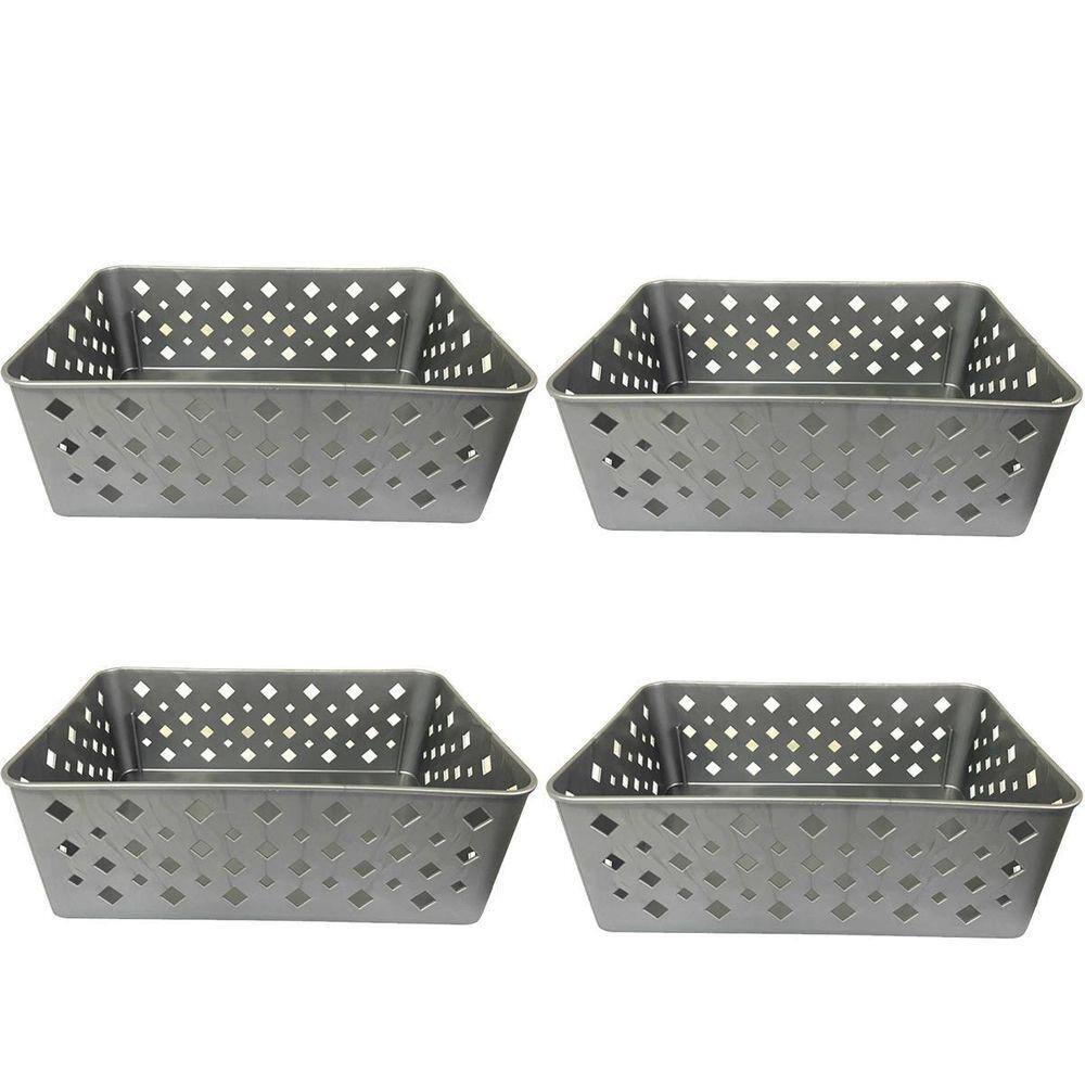 Cesto Organizador Premium Cinza 123Organizei 19x13,5cm