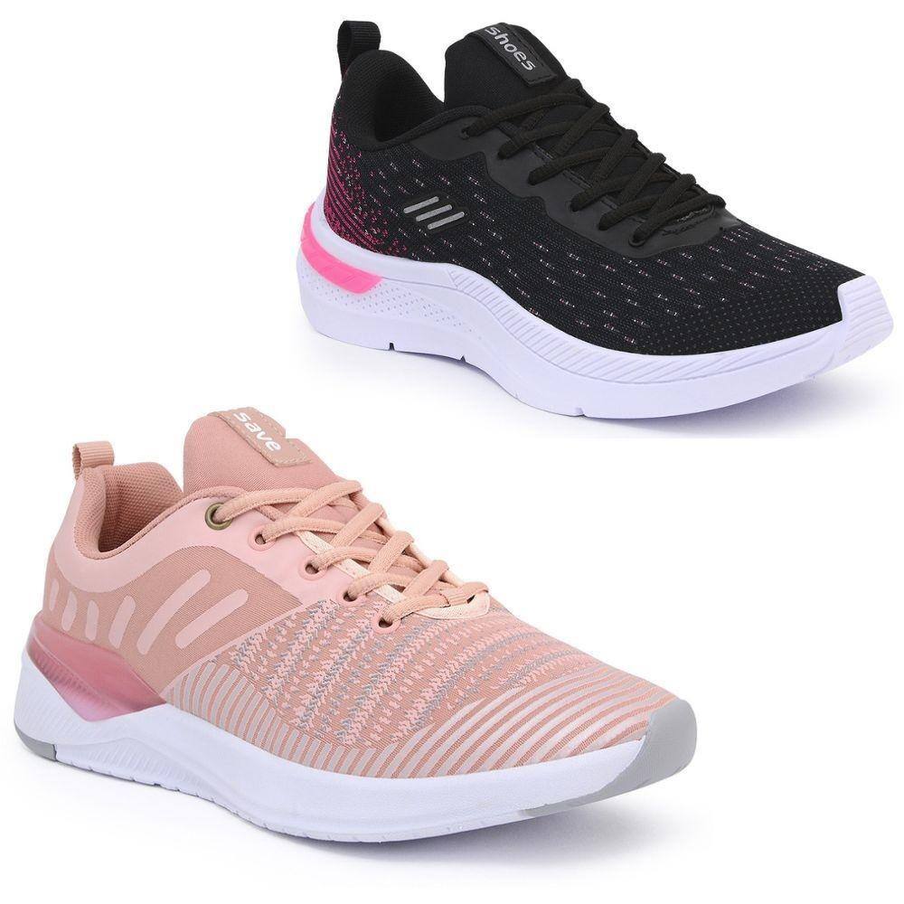 Tênis Feminino Fitness Esportivo Caminhada Confortável Kit 2 - 36 - Rosa Claro