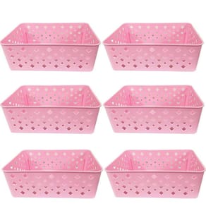 Cesto Organizador Rosa 123Organizei 19x13,5x6,5Cm Plástico