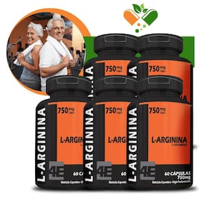 Kit Com 5 Potes L-Arginina 750Mg 60 Cápsulas