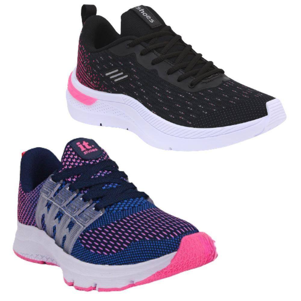 Tênis Feminino Caminhada Esportivo Corrida Academia Kit 2 - 36 - Azul Marinho