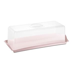 Porta Pão Com Tampa Transparente Armazena E Conserva Uz Rosa