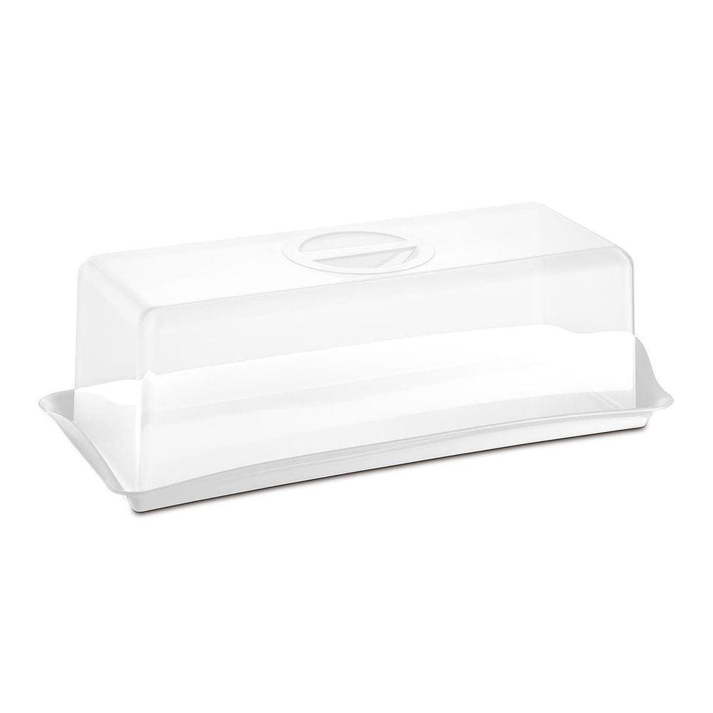 Porta Pão Com Tampa Transparente Armazena Conserva Uz Branco