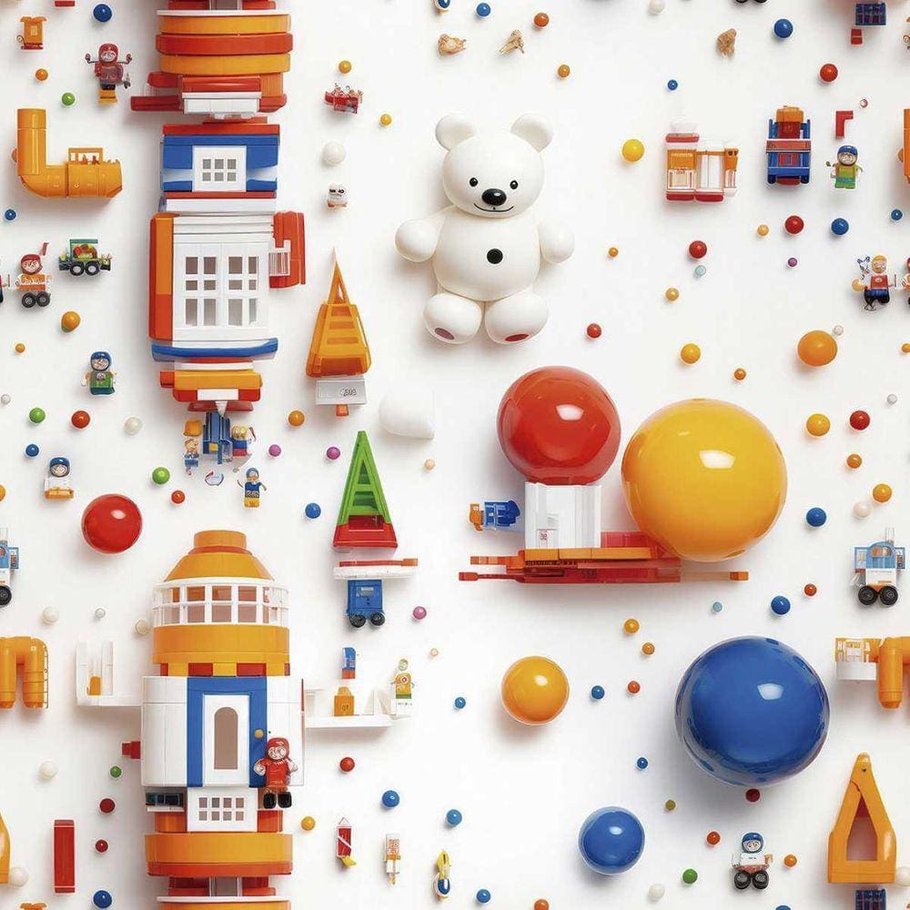 Papel De Parede Infantil Brinquedos Coloridos Lavável 3M