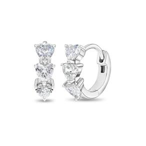 Brincos In Season Jewelry em prata esterlina 925 Heart CZ