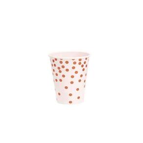 Kit 10 Copos 270Ml Descartáveis Papel Bolas Rose Gold