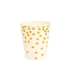 Kit 10 Copos 270Ml Descartáveis De Papel Luxo Bola Dourada