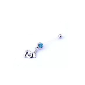 Piercing Umbigo Flexível Gestante Azul Rosa Aço Cirúrgico