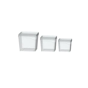 Jogo 3 Potes Organizador Quadrado 250,450,800Ml Transparente