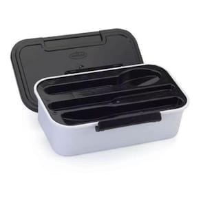 Marmita Com Compartimento De Talheres 780Ml Multiuso Preto