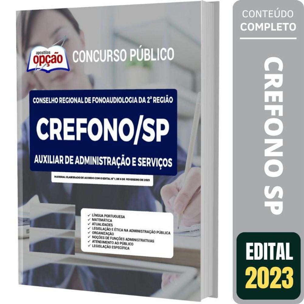 Apostila CREFONO SP - Aux. Adm. e Serviços 2023 - 246 Págs.