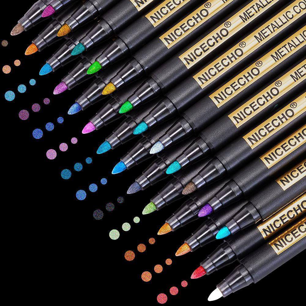 Canetas de pintura metálica Nicecho 26 cores com ponta média