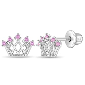 Brincos In Season Jewelry em prata esterlina 925 Crown Pink