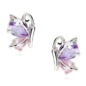 Brincos Crystalline Azuria Butterflies Stud White Zirconia