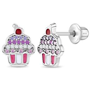Brincos In Season Jewelry, cupcake de prata esterlina 925 pa